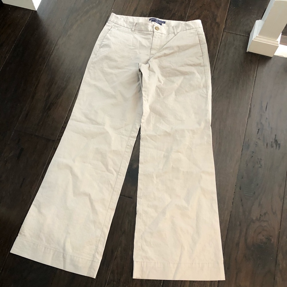 Gap Trouser Stretch Pinstripe Khaki Tan Pants Sz 6